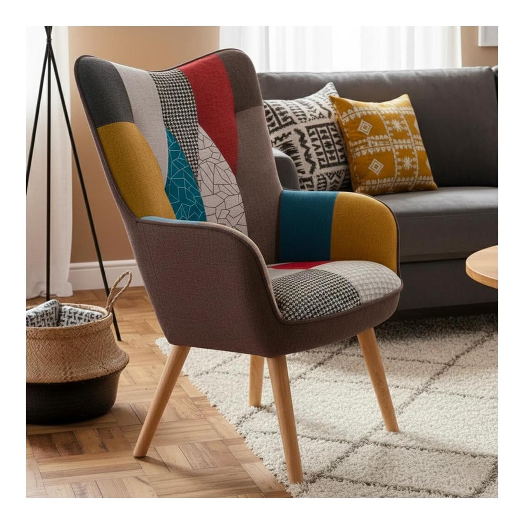 Voir la diapositive 3 : Paris Prix Fauteuil design patchwork  artic  100cm multicolore