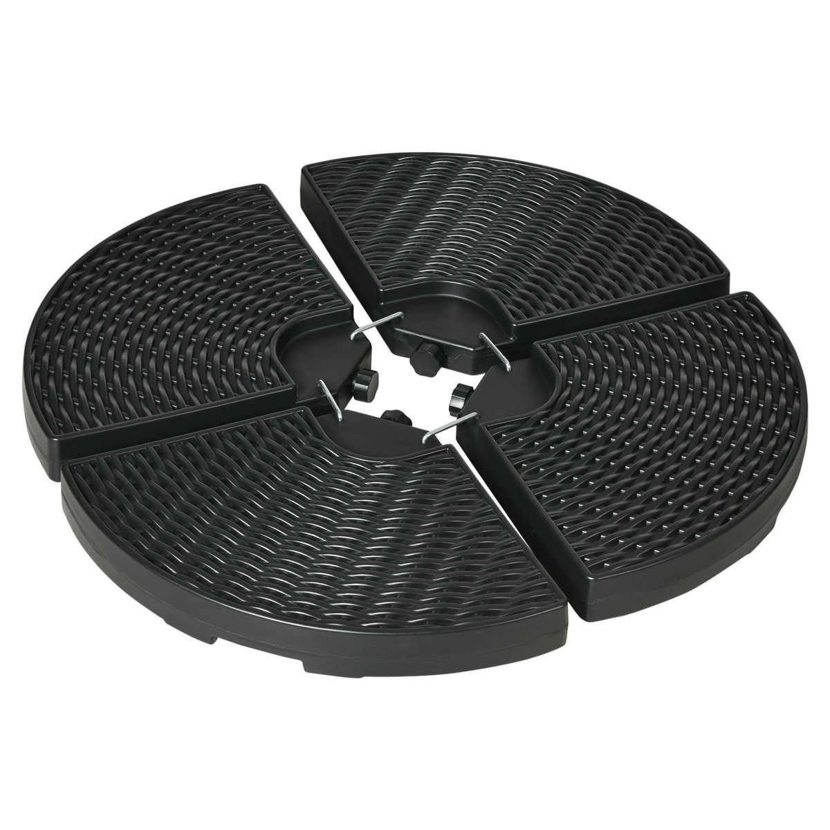 OUTSUNNY Pied de parasol lot de 4 dalles pour parasol à lester dim. tot. 100L x 100l x 8H cm HDPE aspect rotin noir