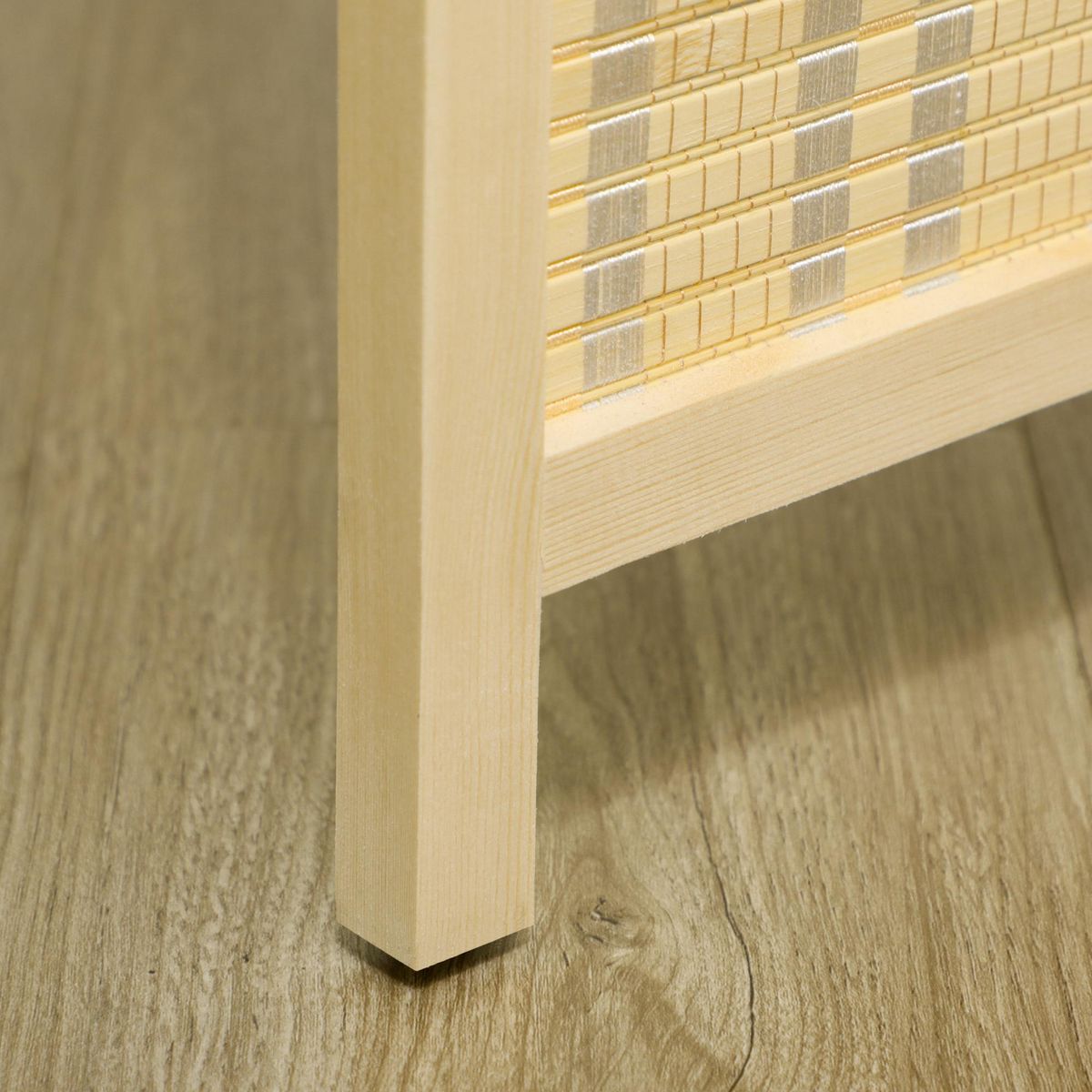 HOMCOM Paravent intérieur séparateur de pièce pliable 4 panneaux dim. 180L x 180H cm bois pin bambou coton