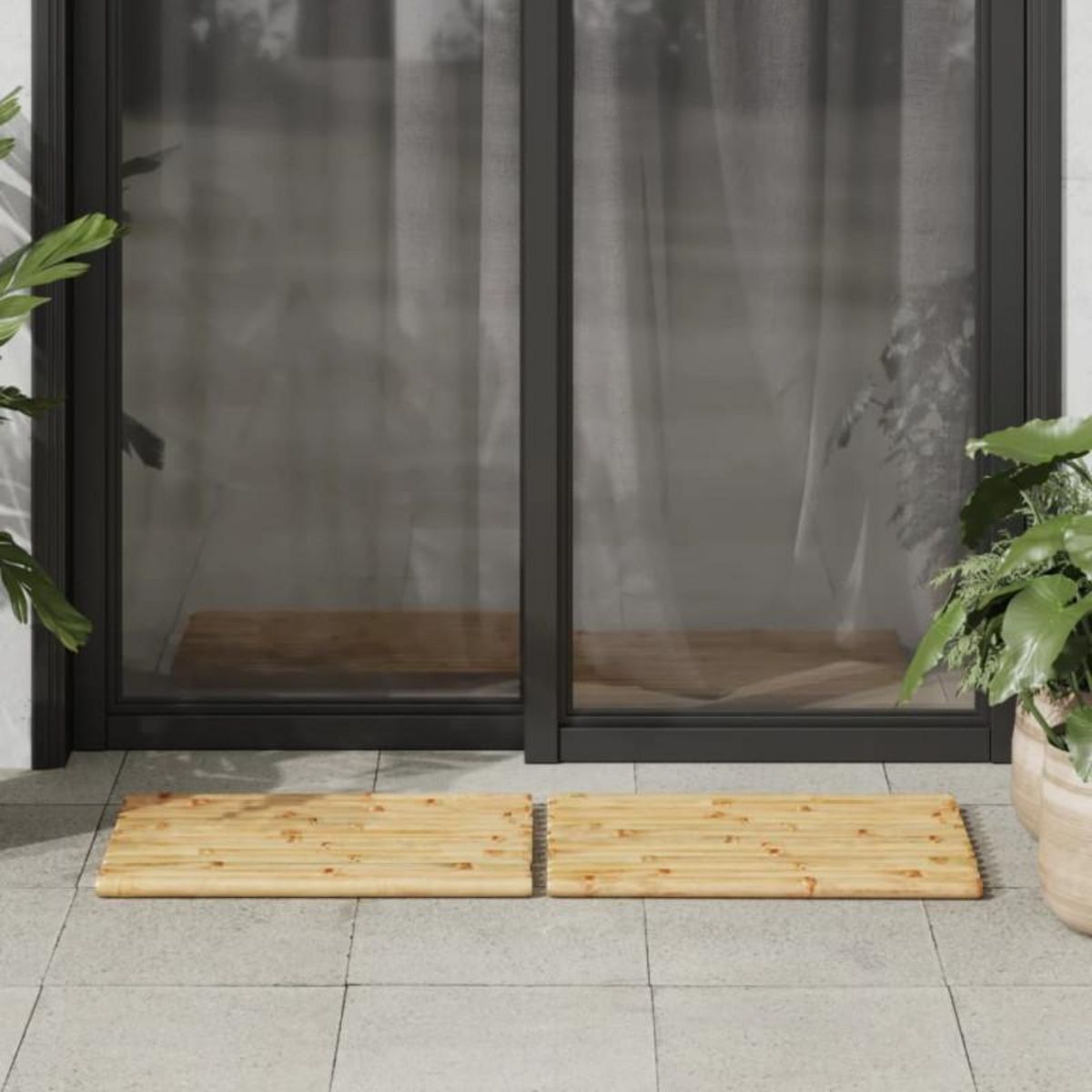 VIDAXL Tapis de bain 2 pcs 50x35 cm bambou