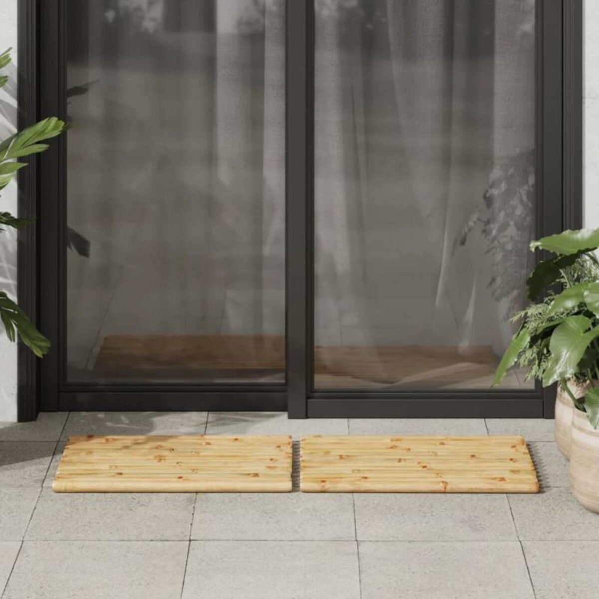 VIDAXL Tapis de bain 2 pcs 50x35 cm bambou