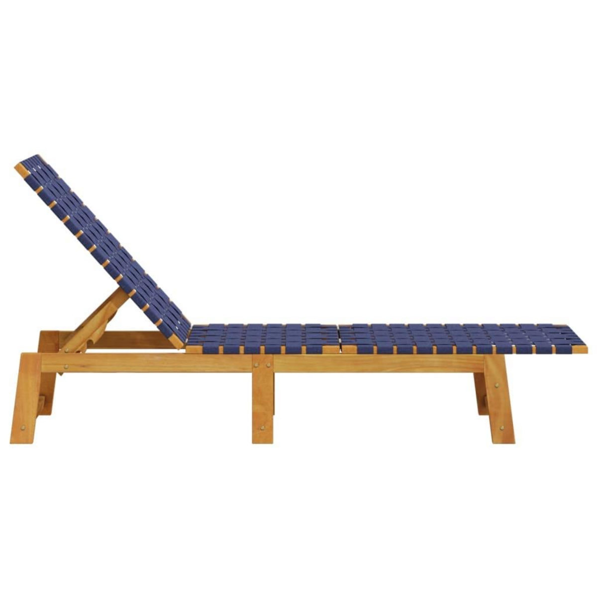VIDAXL Chaises longues bleu fonce bois d'acacia solide et tissu