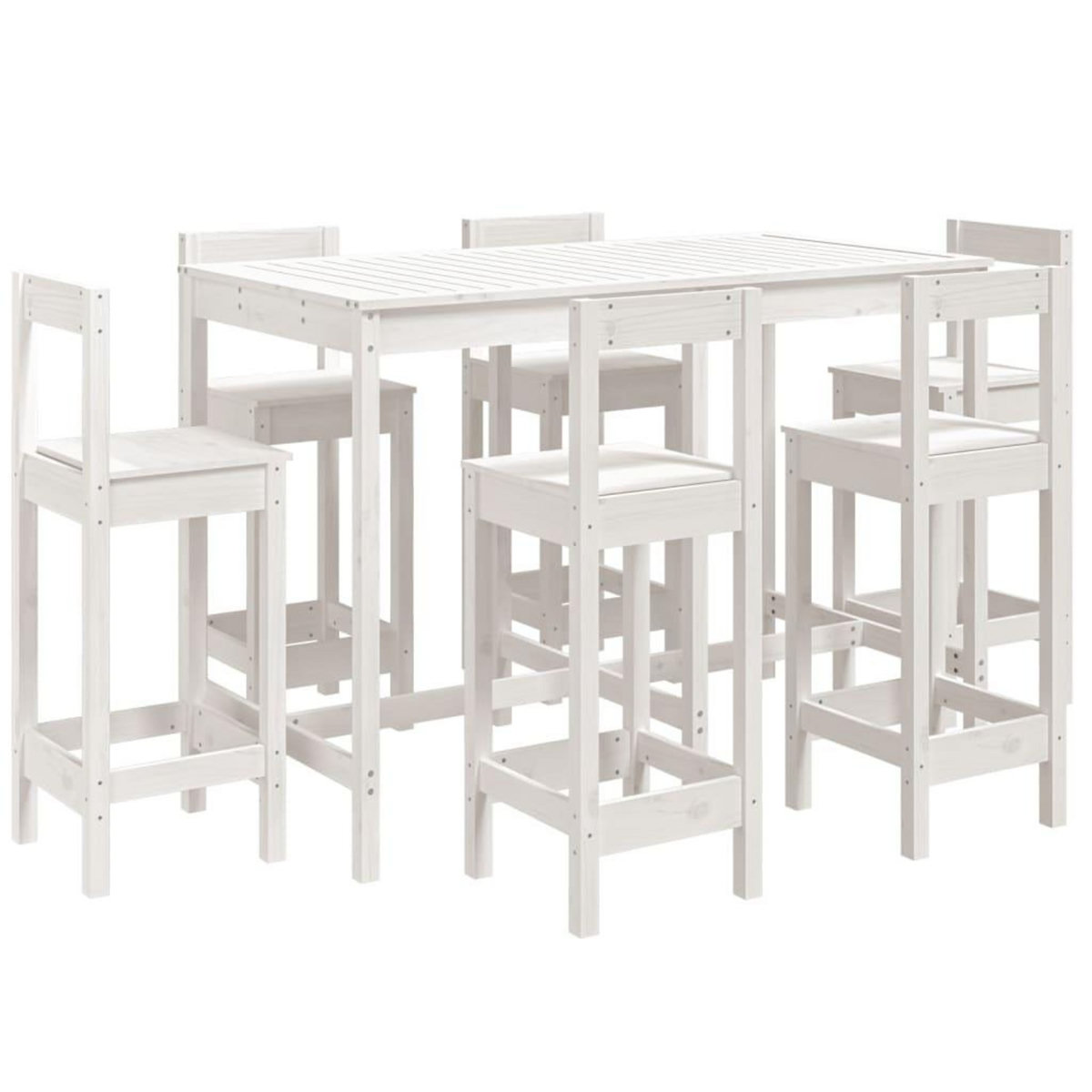 VIDAXL Ensemble de bar de jardin 7 pcs blanc bois de pin massif