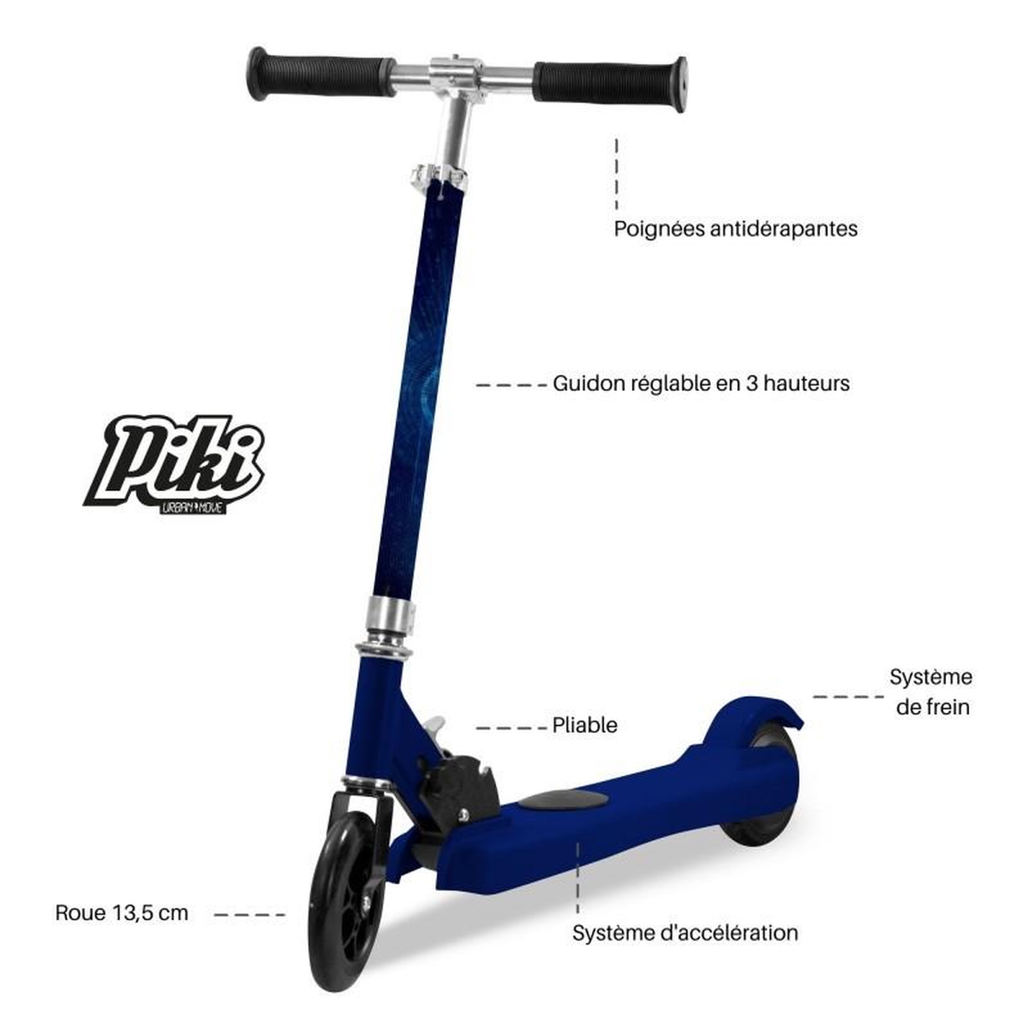 Voir la diapositive 4 : PIKI Trottinette avec assistance électrique PIKI Wonder One pliable pour Enfant - 100w / Batterie Lithium