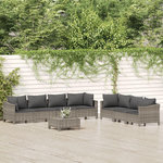 VIDAXL Salon de jardin 8 pcs avec coussins Gris Resine tressee