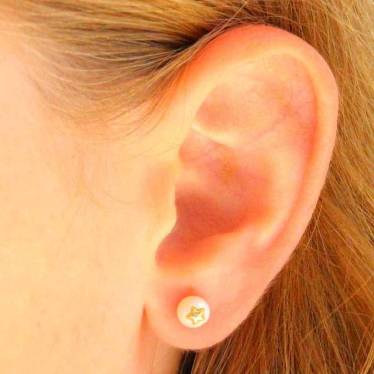 L'ATELIER D'AZUR Boucles d'Oreilles Or 18 Carats 750/000 Jaune - Perles de Culture et Etoile