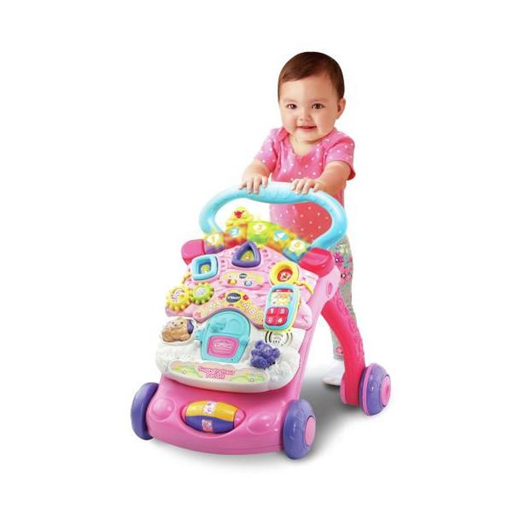 Voir la diapositive 3 : VTECH Porteur Trotteur  parlant 2 en 1 VTECH - Super  - Rose pour bébé de 9 a 36 mois