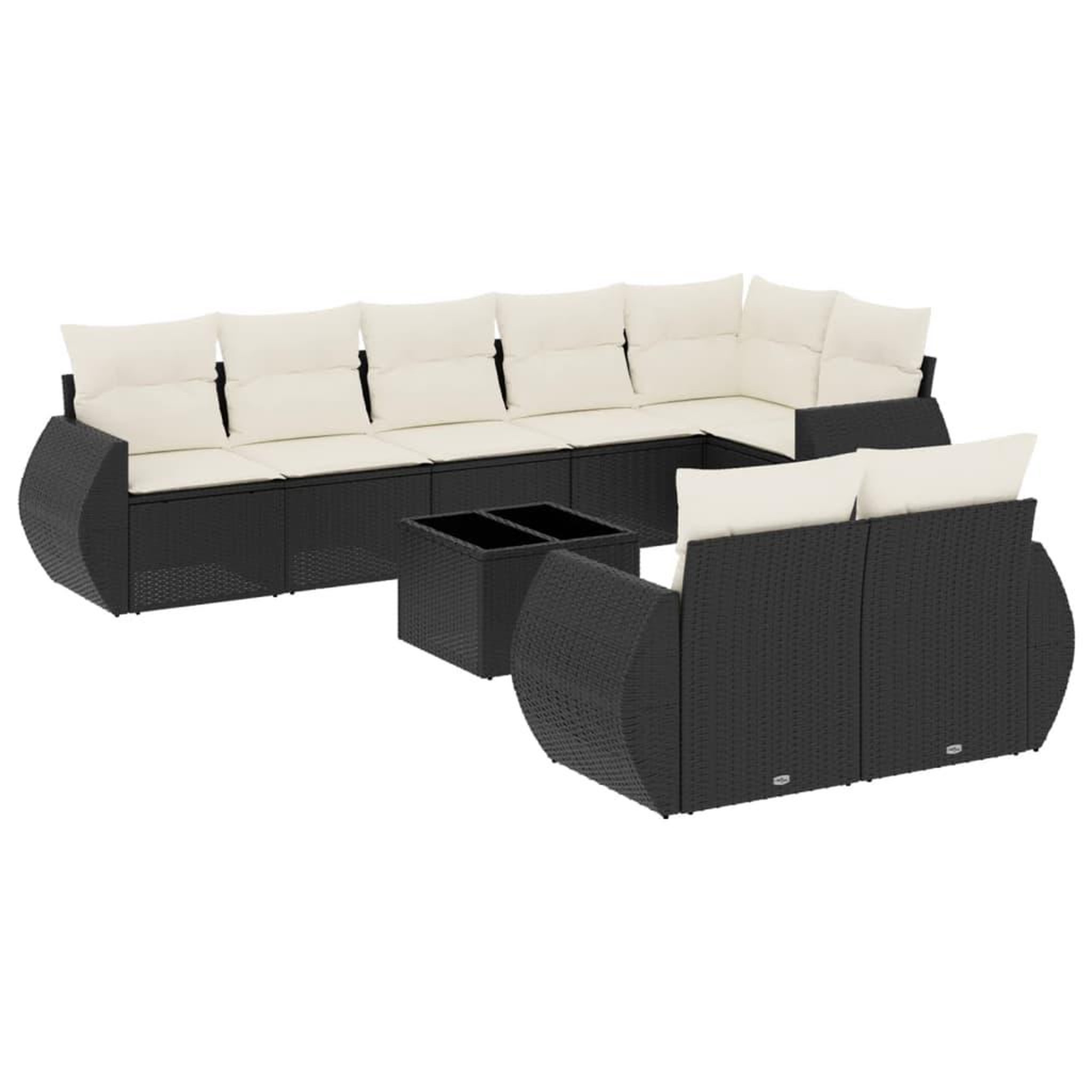 Voir la diapositive 2 : VIDAXL Salon de jardin 9 pcs avec coussins noir resine tressee