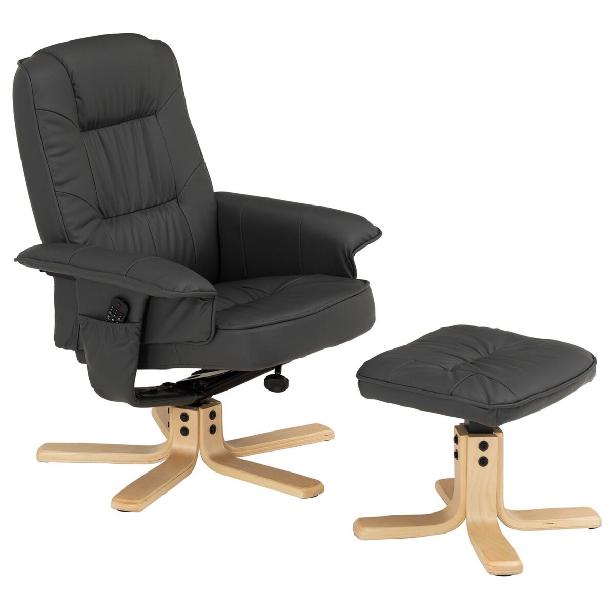IDIMEX Fauteuil de relaxation CHARLY avec repose-pieds pouf siège pivotant dossier inclinable assise rembourrée relax, en synthétique gris
