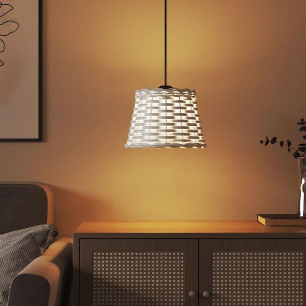 VIDAXL Abat jour de plafonnier blanc Ø20x15 cm osier