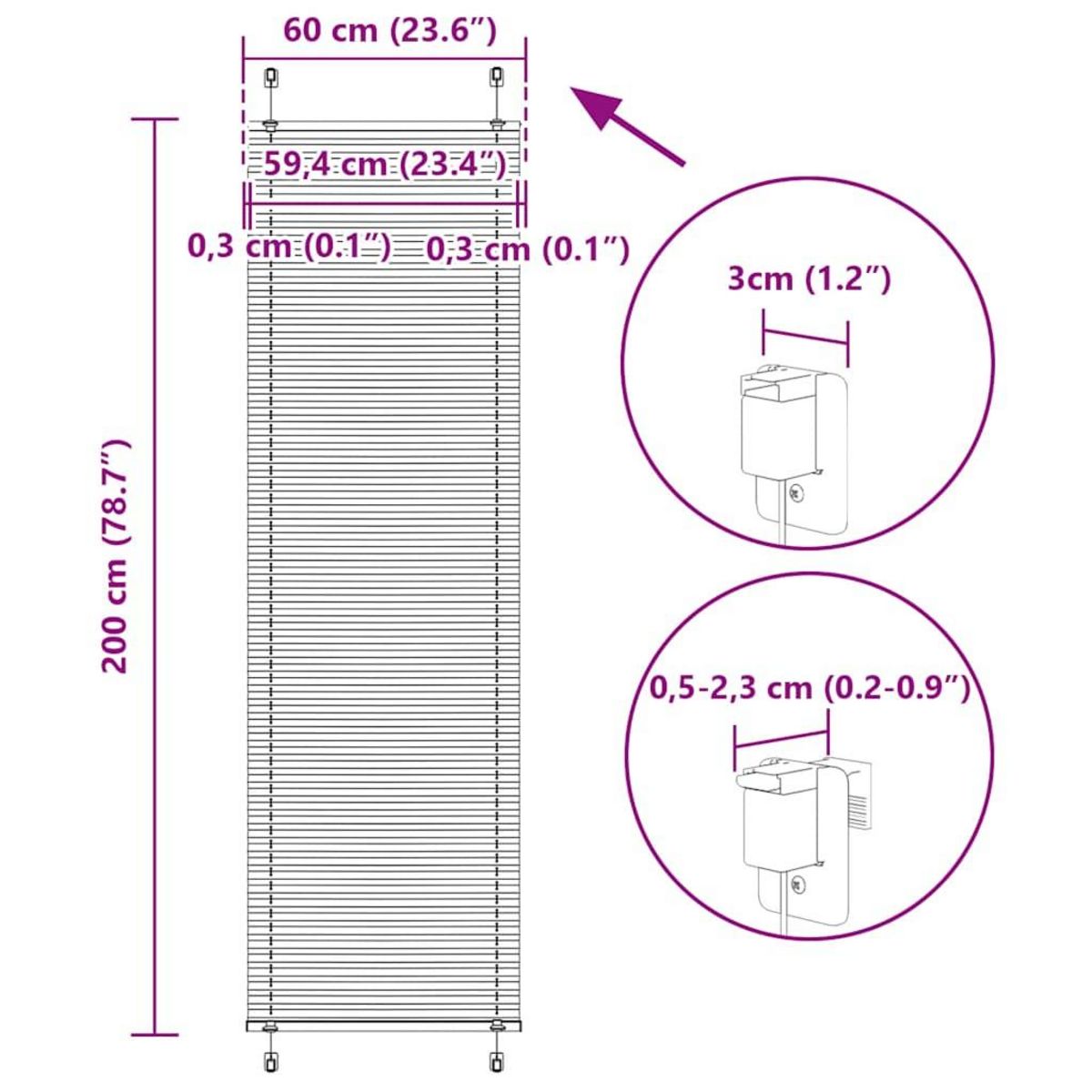 VIDAXL Store plisse anthracite 60x200 cm largeur du tissu 59,4 cm