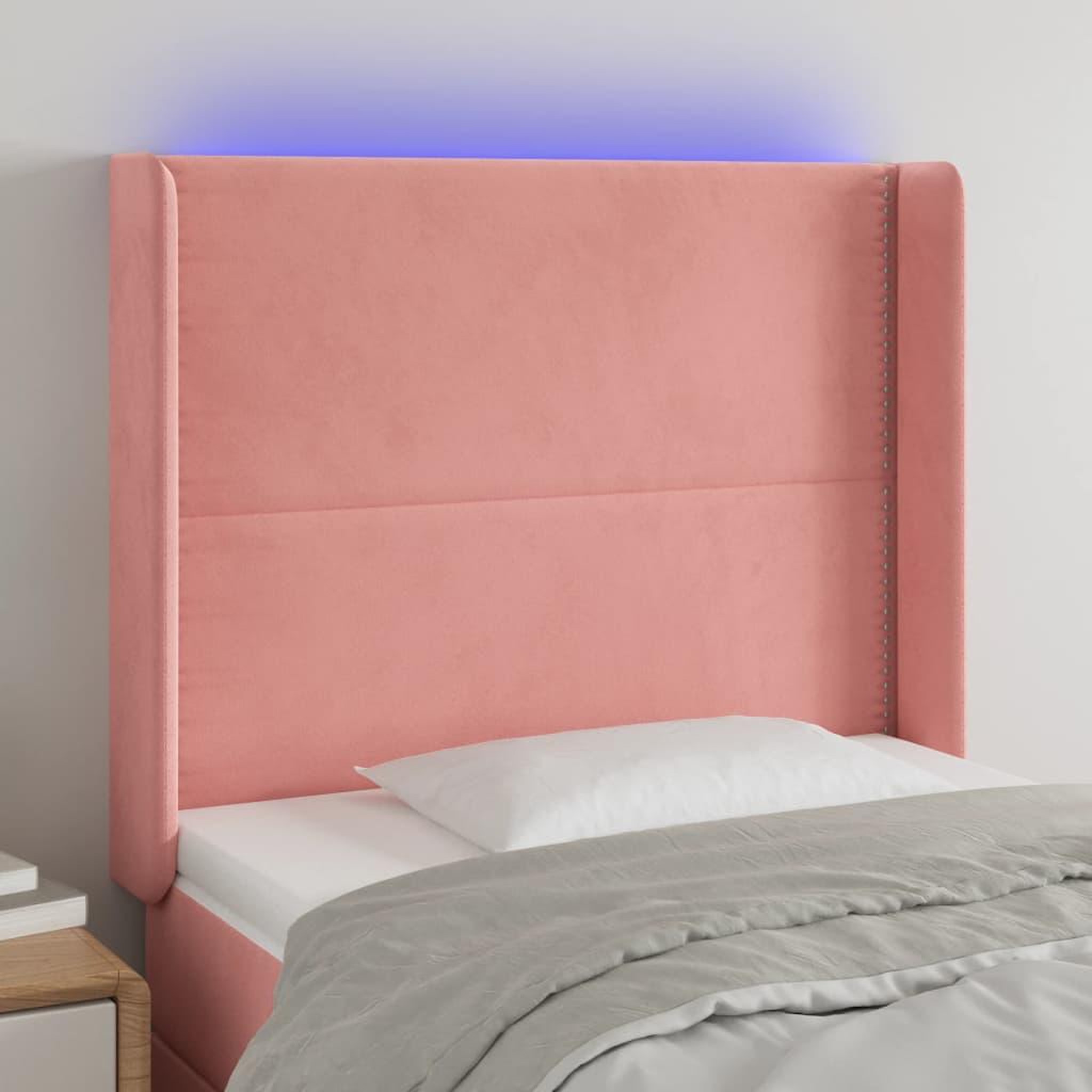 Voir la diapositive 1 : VIDAXL Tete de lit a LED Rose 103x16x118/128 cm Velours