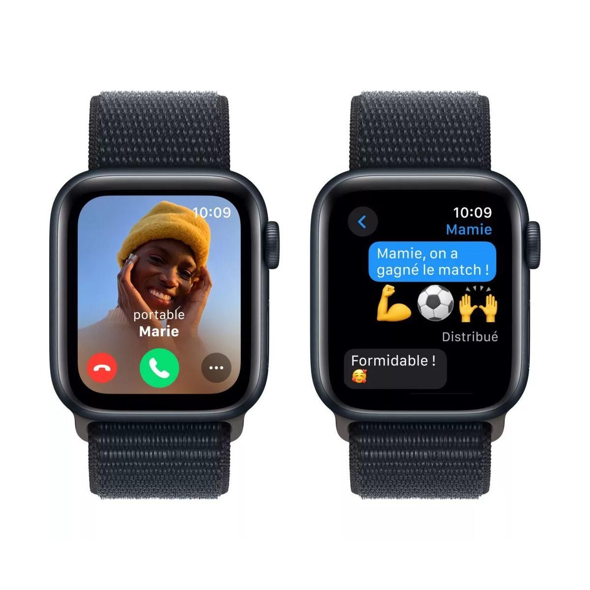 APPLE Montre connectée SE 44mm Minuit/Encre Violette Loop