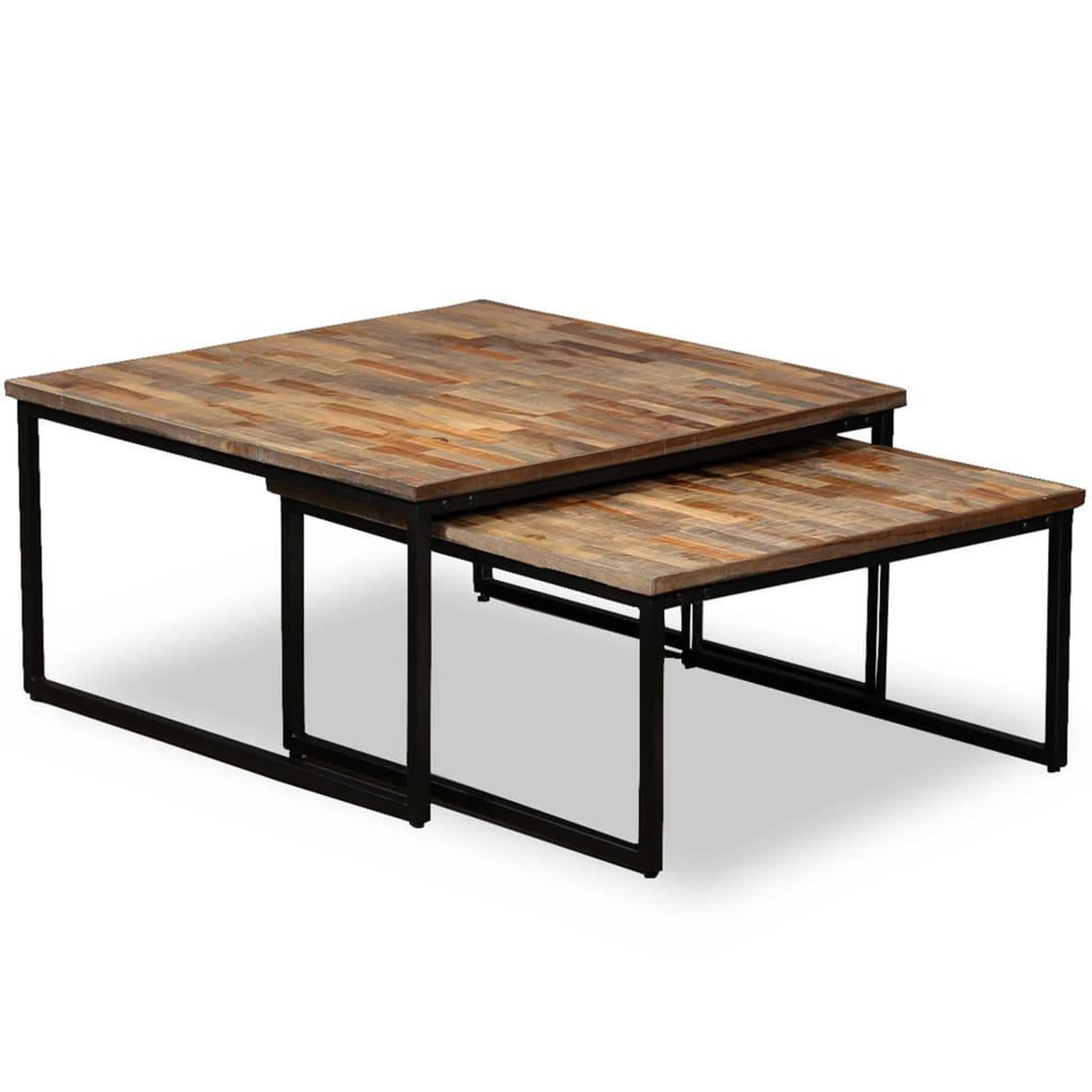 VIDAXL Ensemble de table basse gigogne 2 pcs Teck massif recuperation