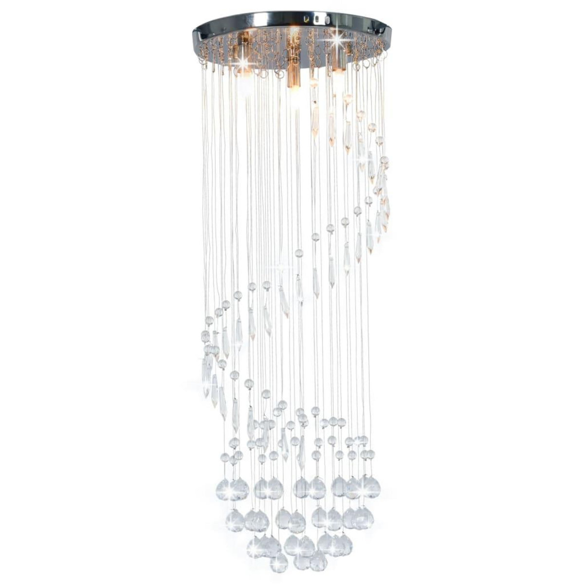 VIDAXL Plafonnier avec perles de cristal Argente Spirale G9