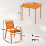 Voir la diapositive 3 : OUTSUNNY Salon de jardin extérieur 4 places 5 pièces - chaises empilables - plateau effet bois acier orange