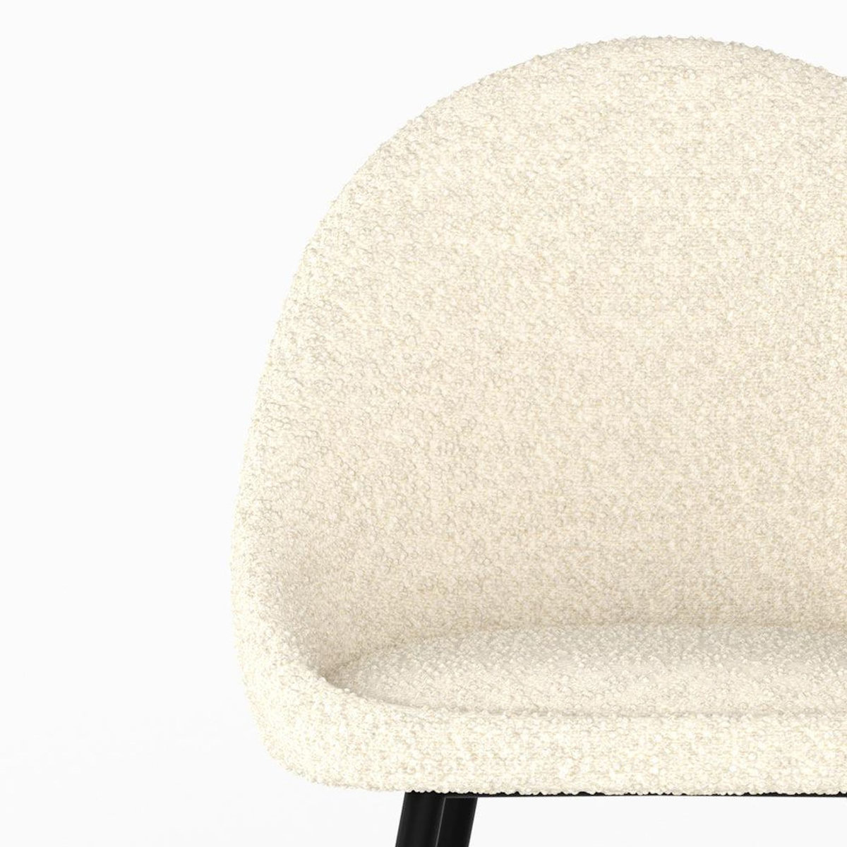 Rendez vous déco Lot de 2 chaises en tissu bouclé blanc cassé-Rona