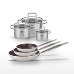 ELO Lot de 3 Poêles 24/28/32 cm Elo Bistro Line et 3 Faitouts 12/16/20 cm