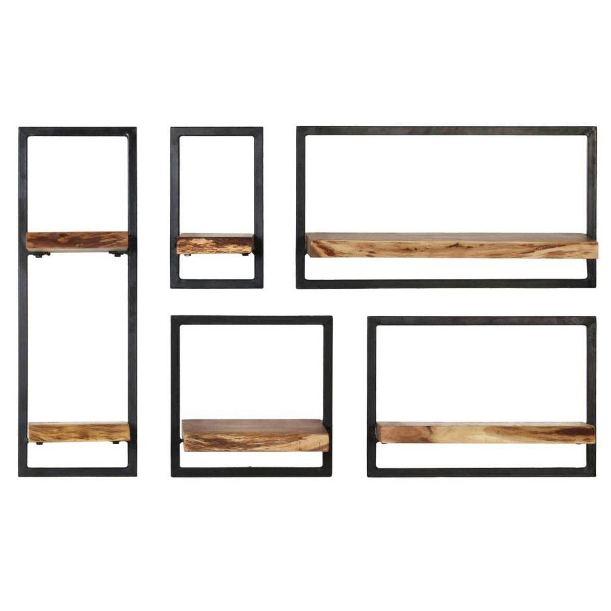 VIDAXL Set d'etageres murales 5 pcs Bois d'acacia massif et acier