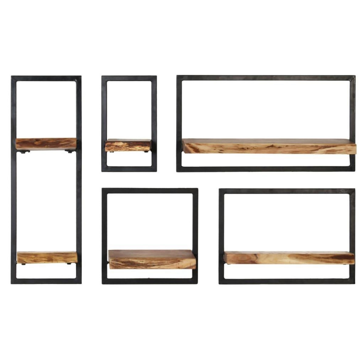 VIDAXL Set d'etageres murales 5 pcs Bois d'acacia massif et acier