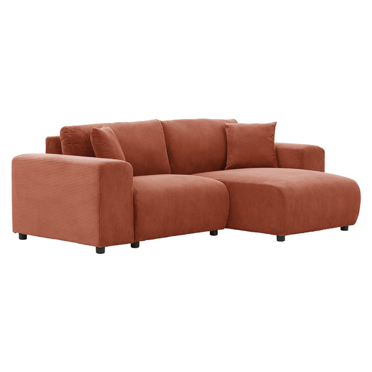 CONCEPT USINE Canapé d'angle modulable 3 places en velours côtelé terracotta ABERDEEN