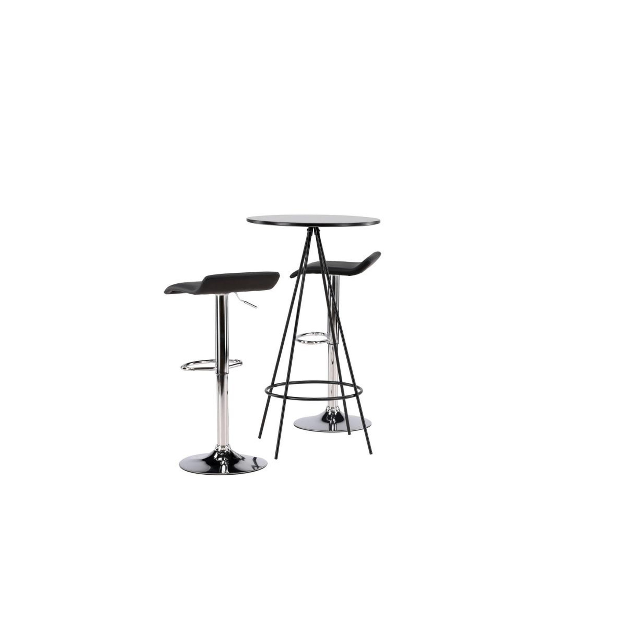 Voir la diapositive 5 : Paris Prix Ensemble Table de Bar & 2 Tabourets  Bistro & Jonna  105cm Noir