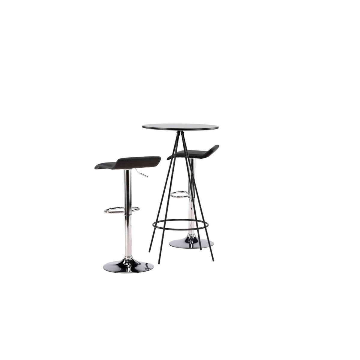 Paris Prix Ensemble Table de Bar & 2 Tabourets  Bistro & Jonna  105cm Noir