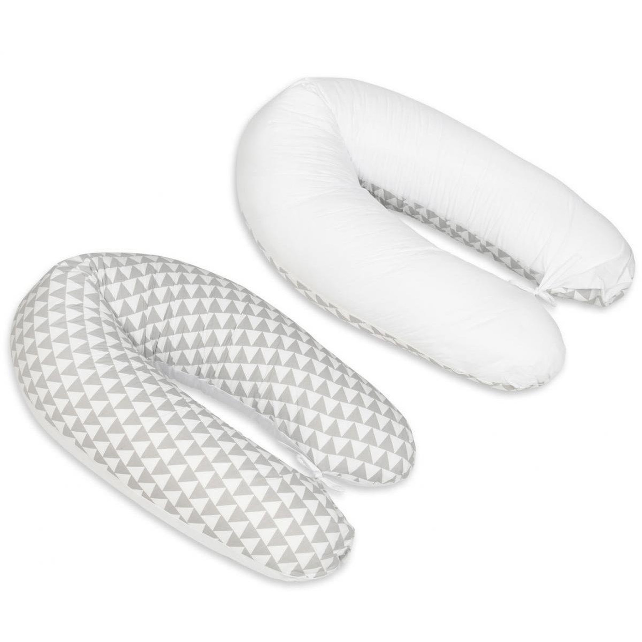 VELINDA Coussin maternité pre/post natal usages multiples Triangles blancs et gris – blanc