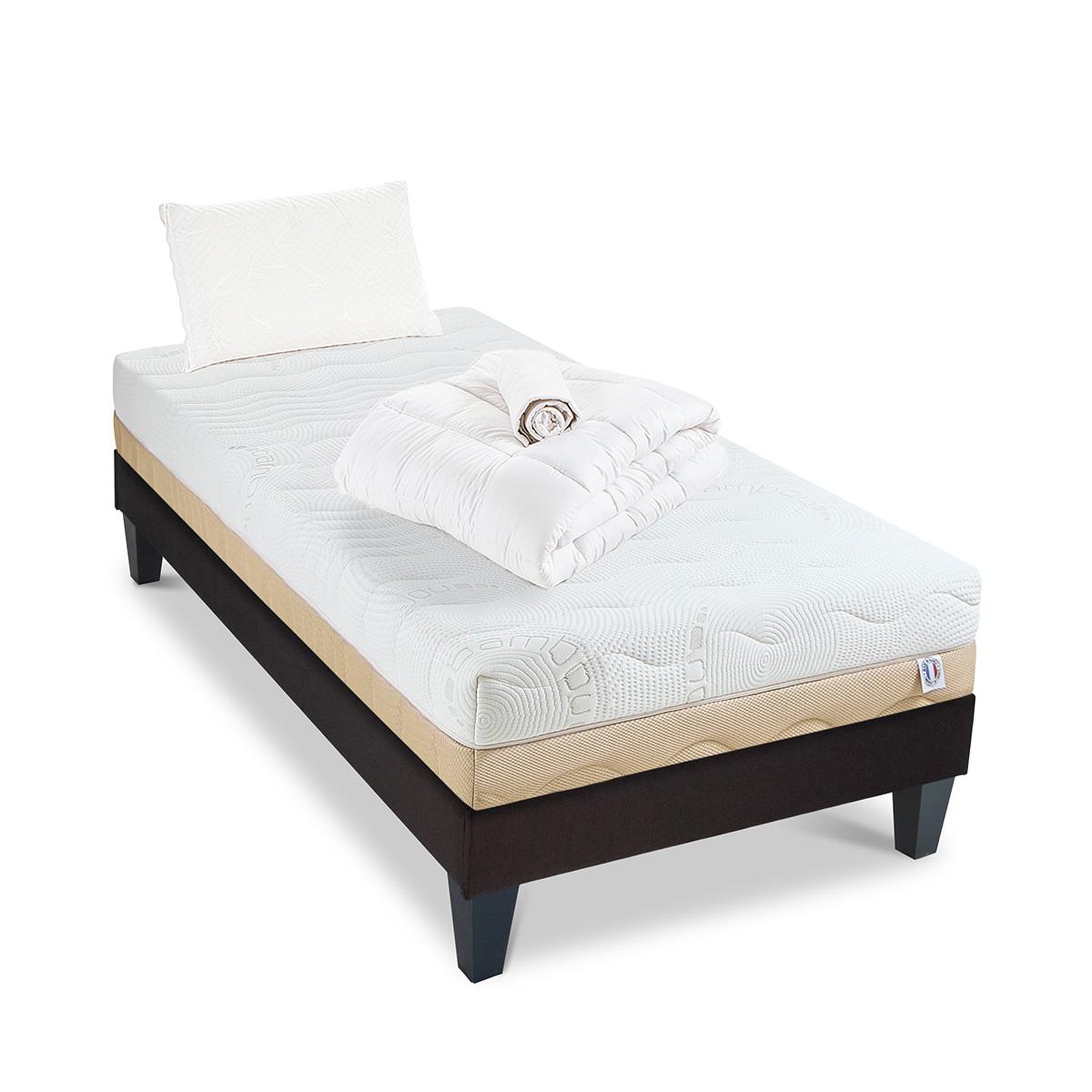 Voir la diapositive 5 : BELLECOUR Bellecour literie | pack prêt à dormir leman | matelas mousse hypersoft + sommier + accessoires