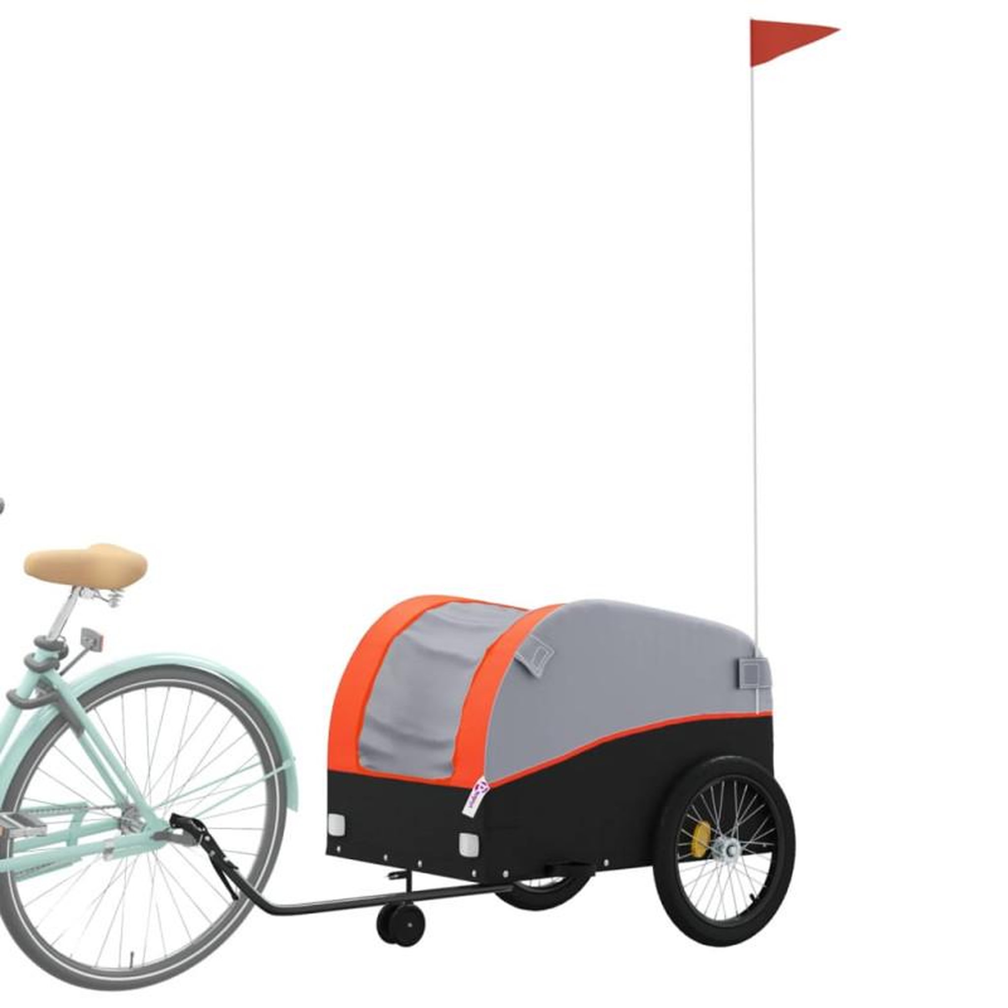 Voir la diapositive 3 : VIDAXL Remorque de vélo noir et orange 45 kg fer