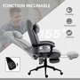 Voir la diapositive 6 : HOMCOM Chaise de bureau ergonomique design - fonctions massante et chauffante - inclinable, réglable - repose-pied - tissu gris