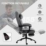 Voir la diapositive 6 : HOMCOM Chaise de bureau ergonomique design - fonctions massante et chauffante - inclinable, réglable - repose-pied - tissu gris
