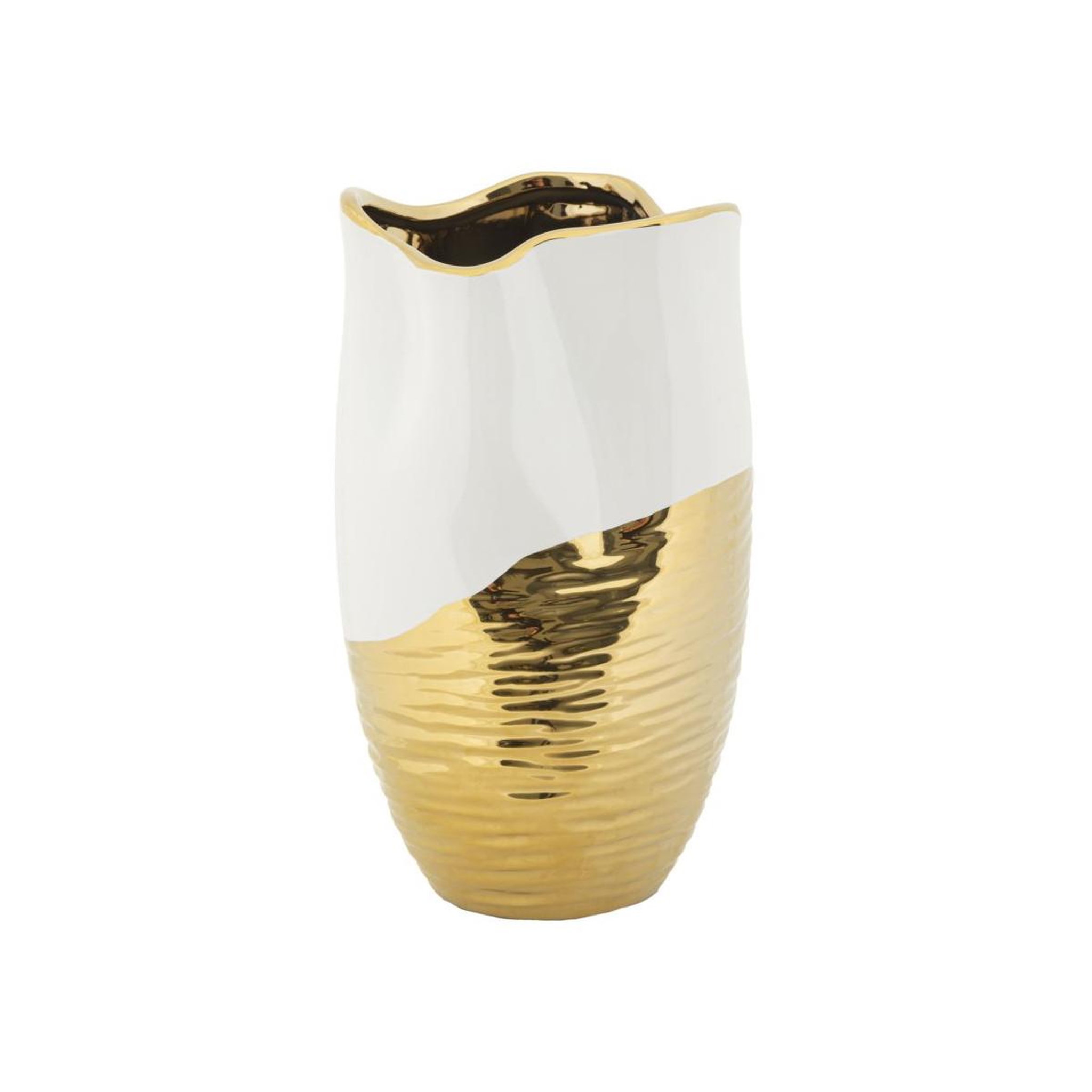 Paris Prix Vase design en céramique  lux  35cm blanc & or