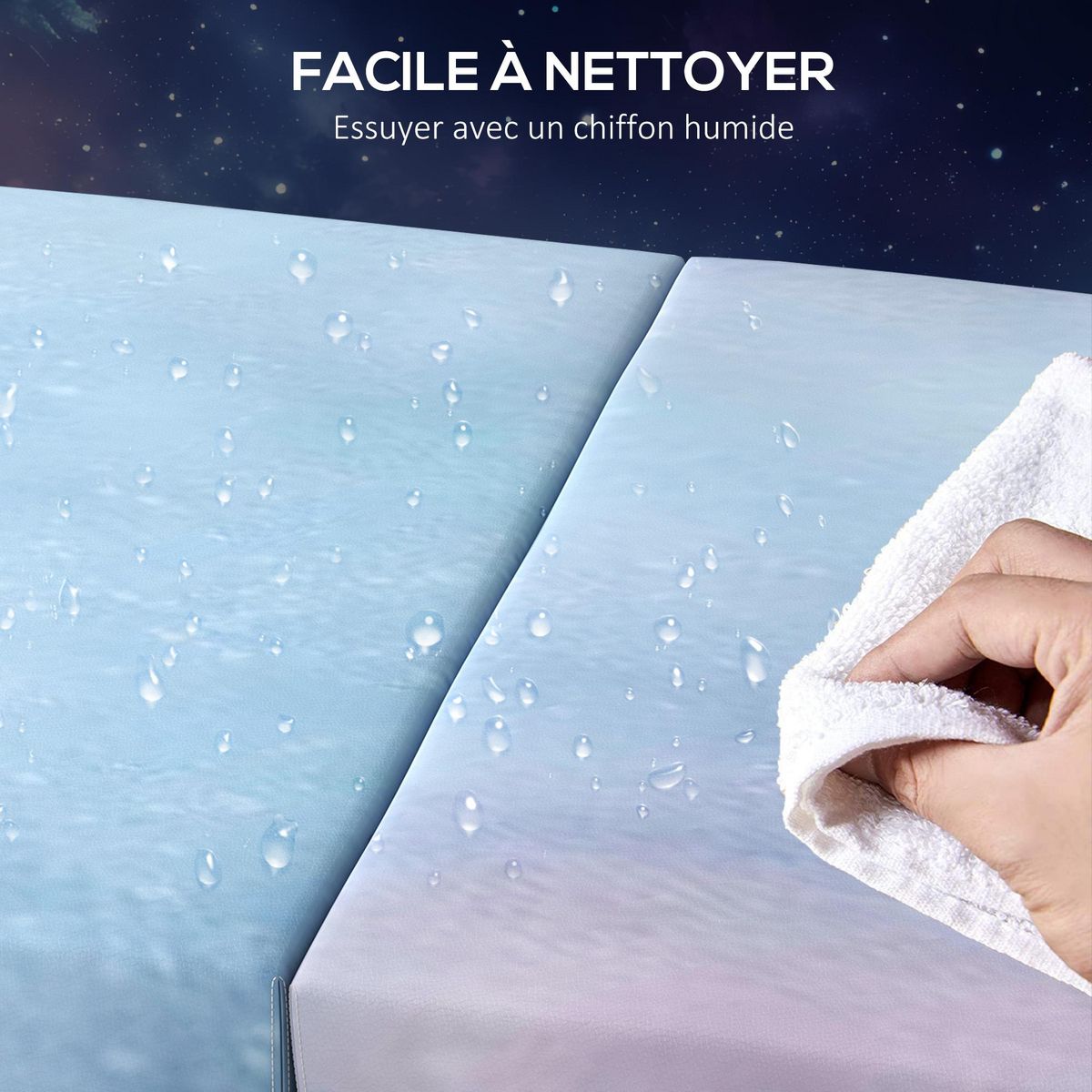 HOMCOM Tapis de sol gymnastique Fitness pliable portable rembourrage mousse 5 cm dim. 1,8L x 0,6l m revêtement synthétique bleu