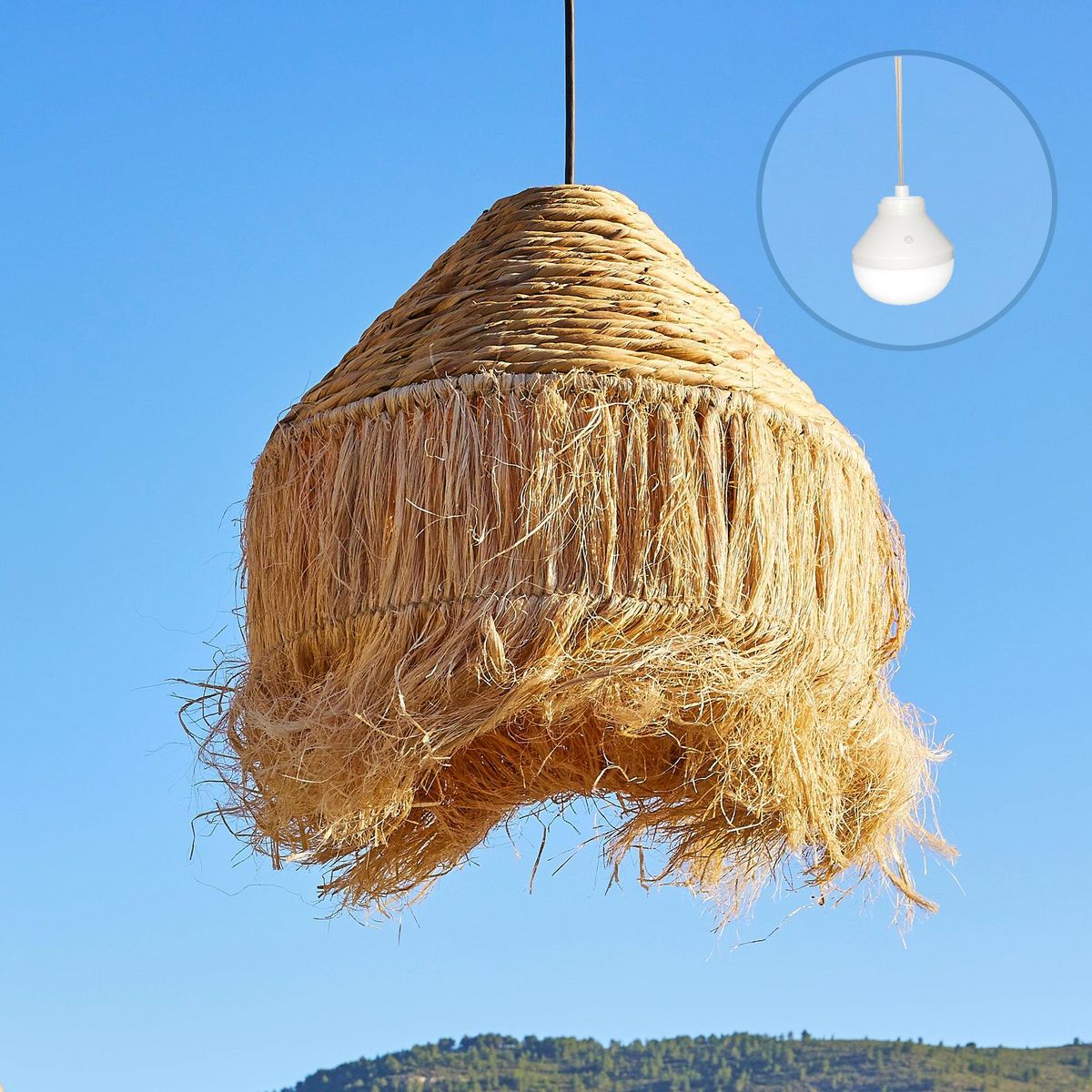 Lumisky Suspension nomade LEONORA Beige Fibre naturelle D44 cm