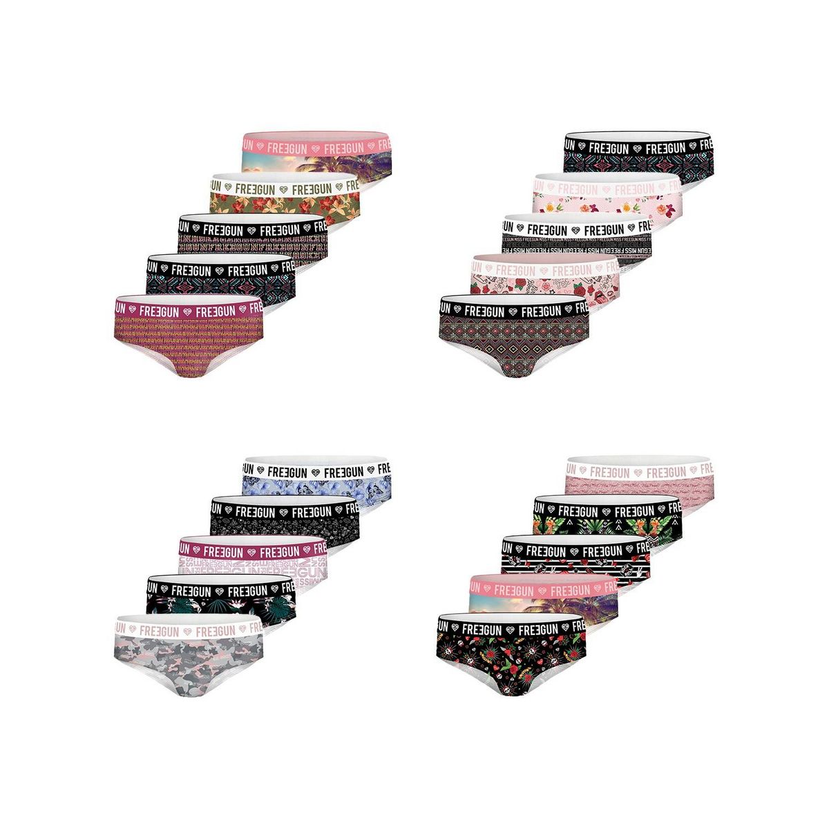 FREEGUN Pack Surprise de 5 Boxers microfibre femme