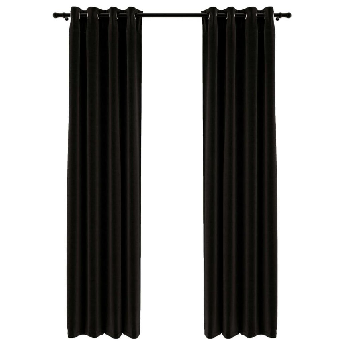 VIDAXL Rideaux occultants Aspect de lin 2 pcs Anthracite 140x225 cm