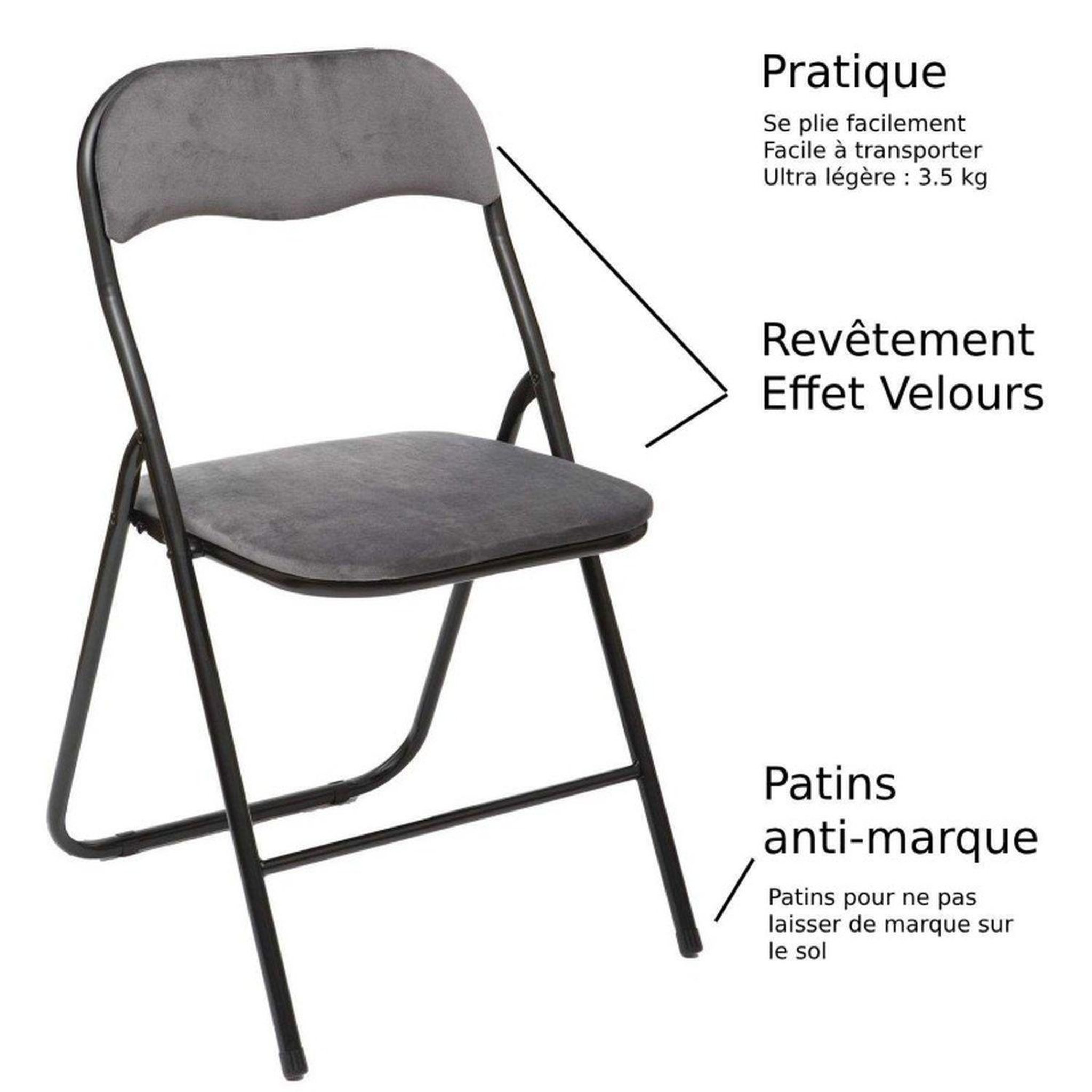 Voir la diapositive 3 : FIVE Chaise pliante effet velours