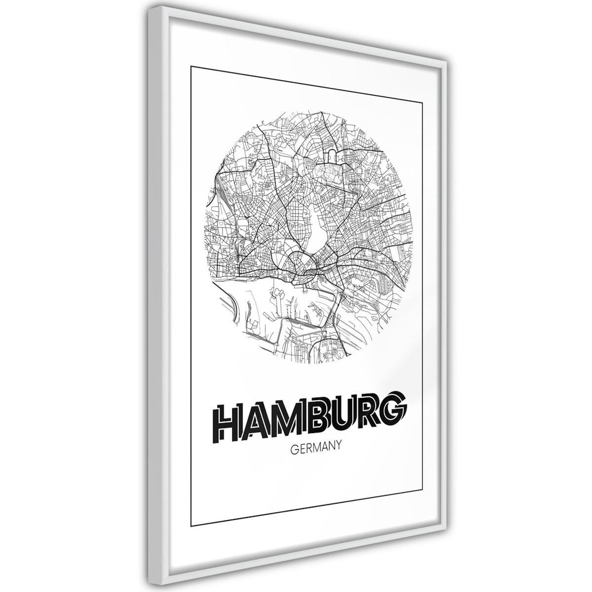 Paris Prix Affiche Murale Encadrée  City Map Hamburg Round