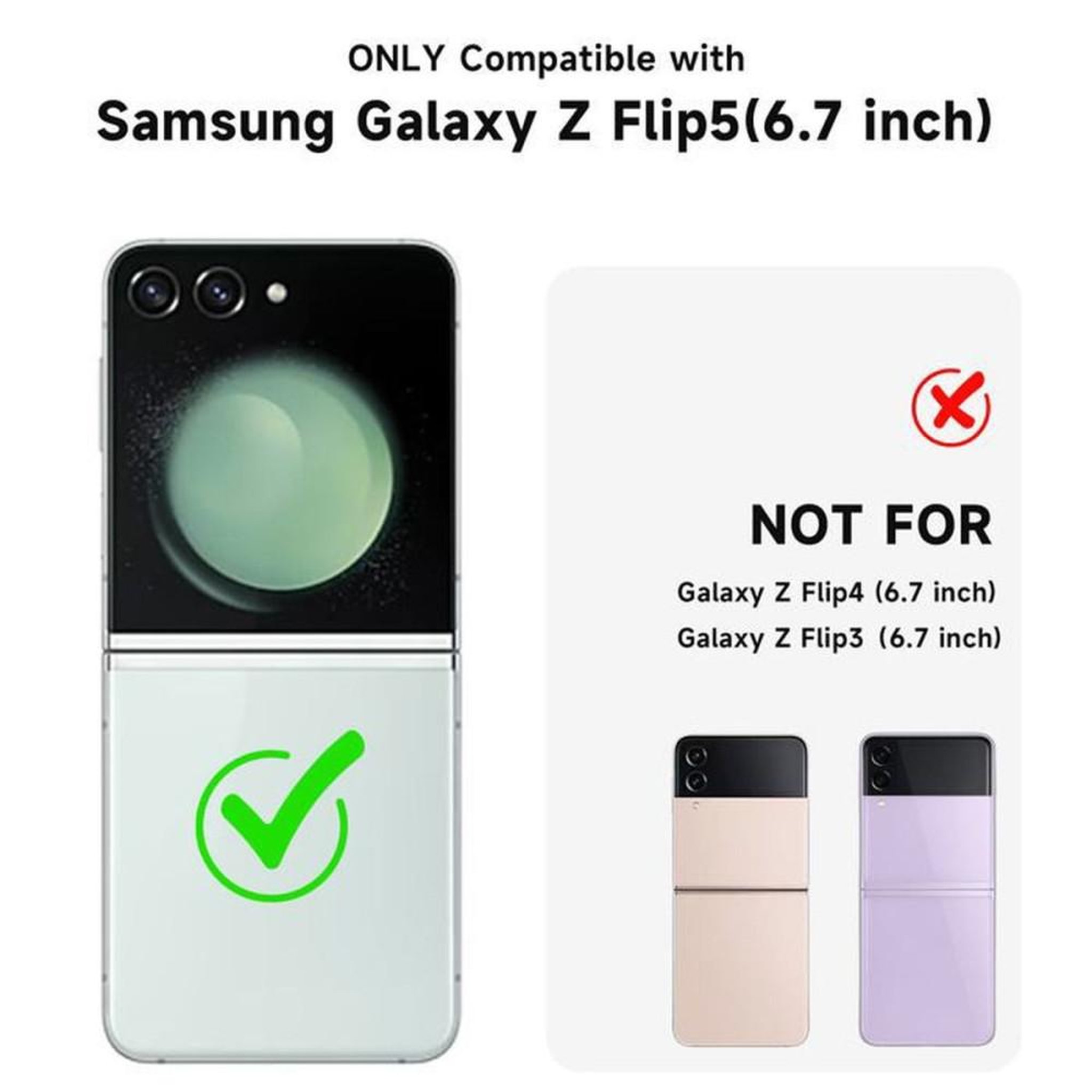 Voir la diapositive 2 : Coque de protection magnétique vert mat avec anneau pour Samsung Galaxy Z Flip 5