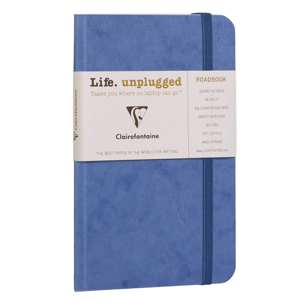 CLAIREFONTAINE Carnet Roadbook petits carreaux - 9x14cm - 128 pages -  Life Unplugged - Bleu