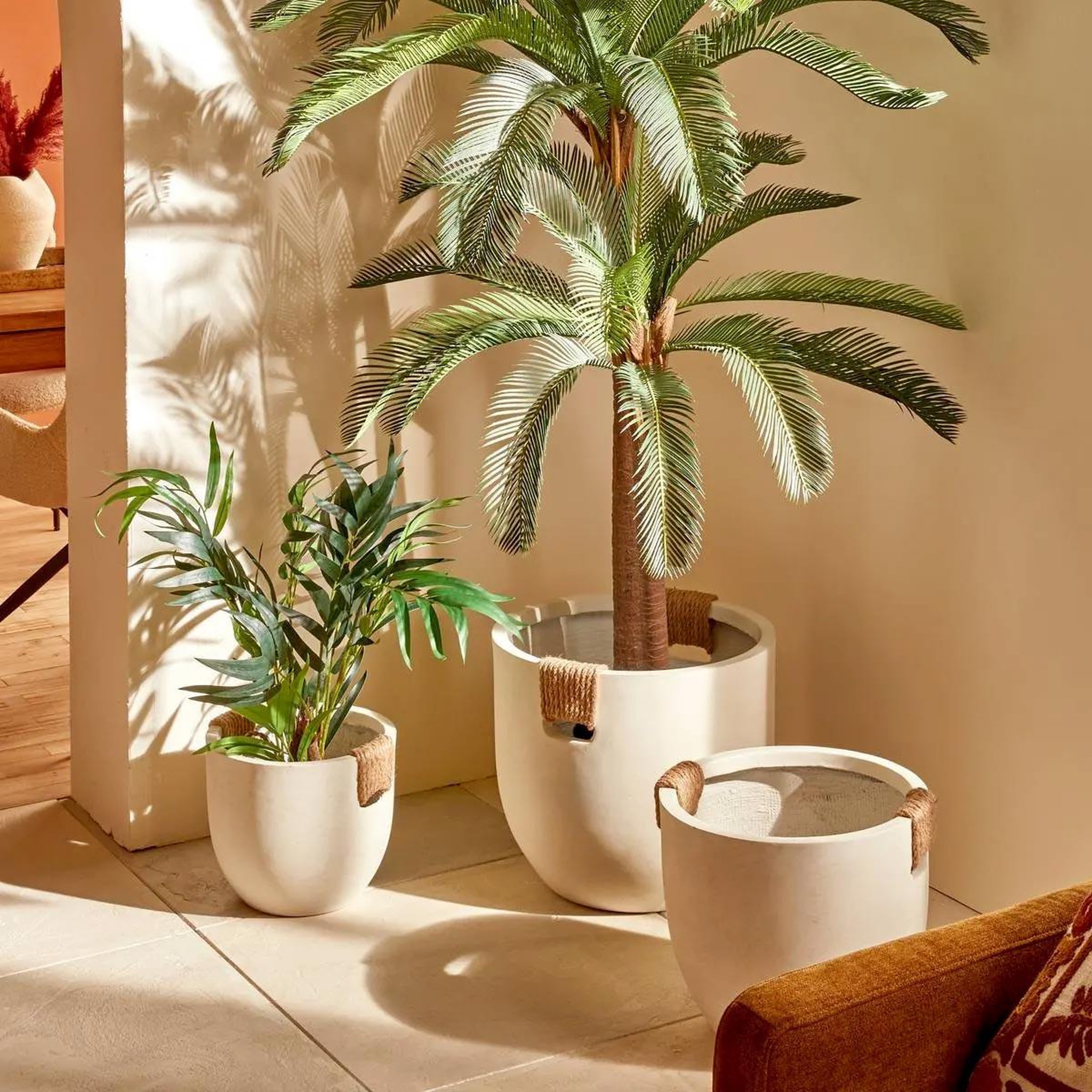 Voir la diapositive 3 : ATMOSPHERA Lot de 3 pots en magnésie  sien  47cm blanc