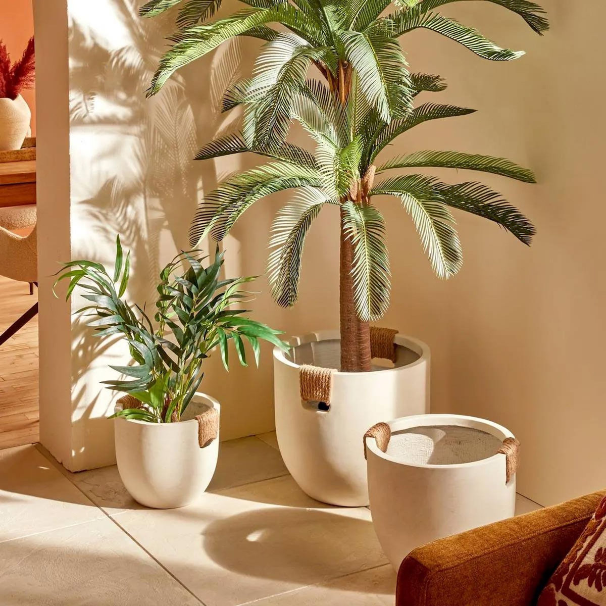 ATMOSPHERA Lot de 3 Pots en Magnésie  Sien  47cm Blanc