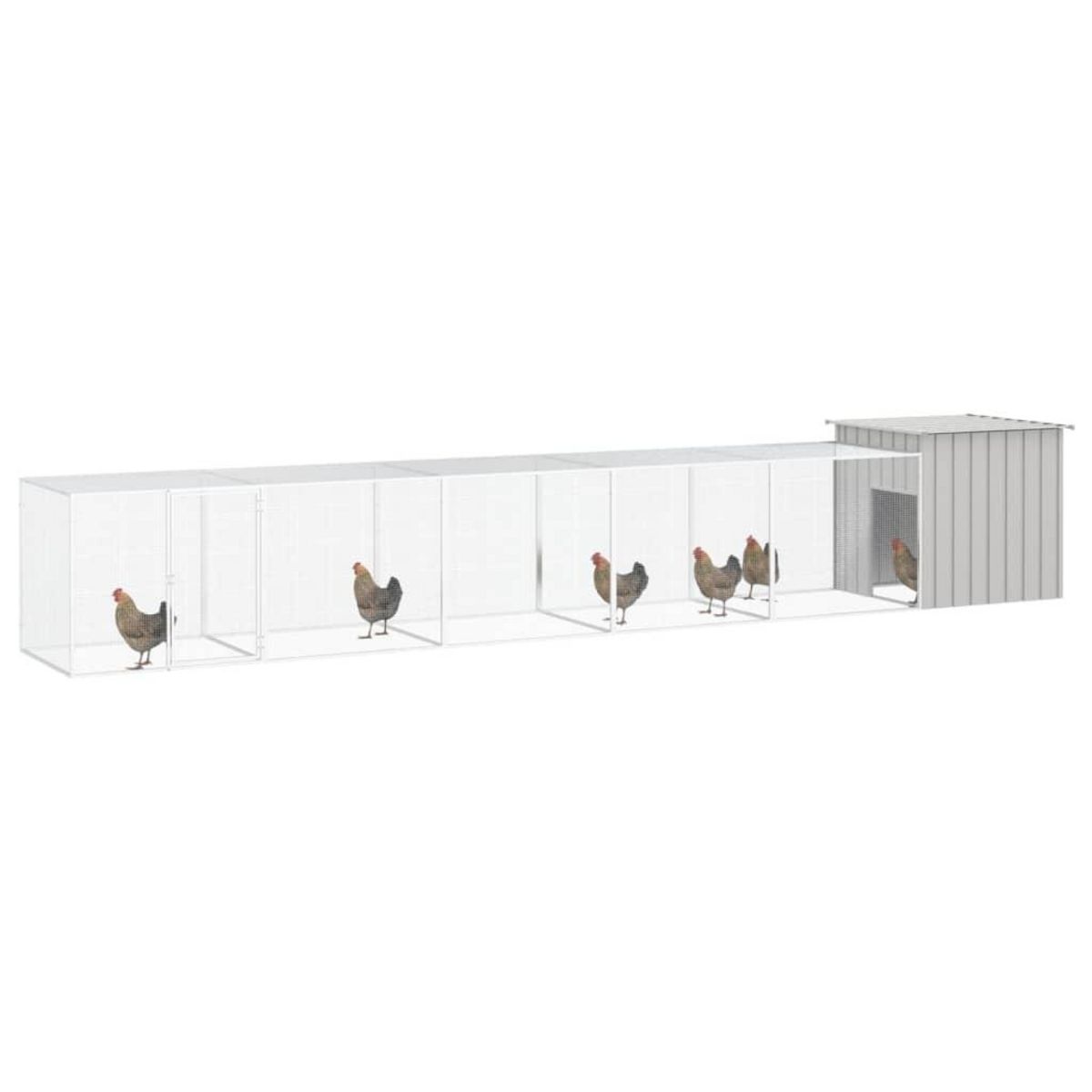 VIDAXL Cage pour poules Gris 600x91x100 cm Acier galvanise