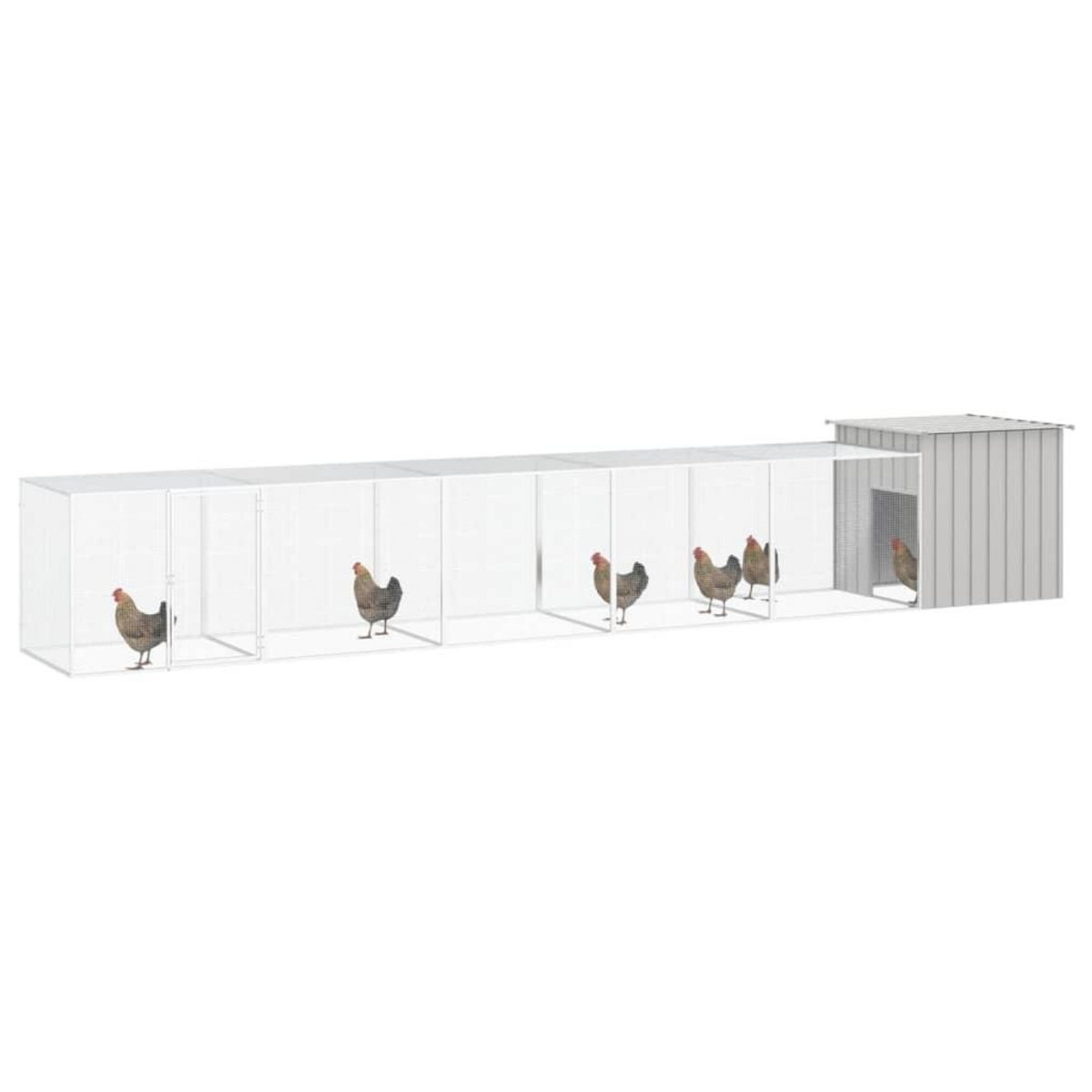 VIDAXL Cage pour poules Gris 600x91x100 cm Acier galvanise