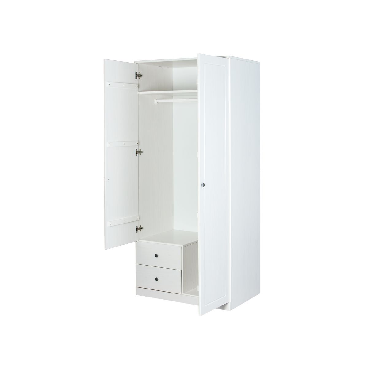Armoire 2 portes en pin massif  2 tiroirs L93cm MARIEKE