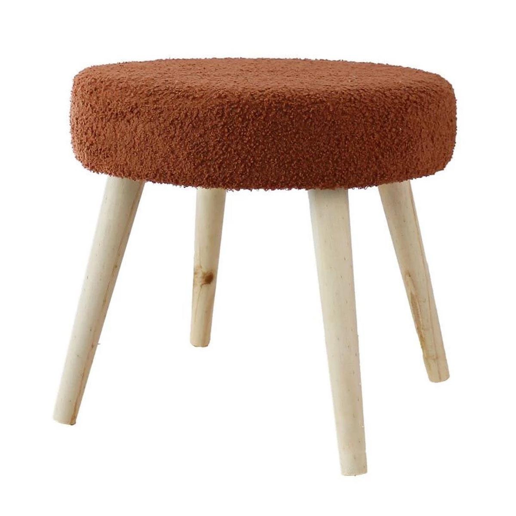 ENJOY HOME Tabouret rond en tissu bouclé  lodge  45cm terracotta