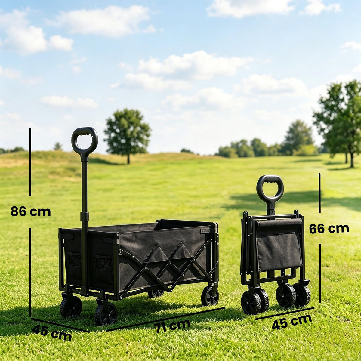 OUTSUNNY Chariot de transport pliable 60L porte arrière rabattable noir
