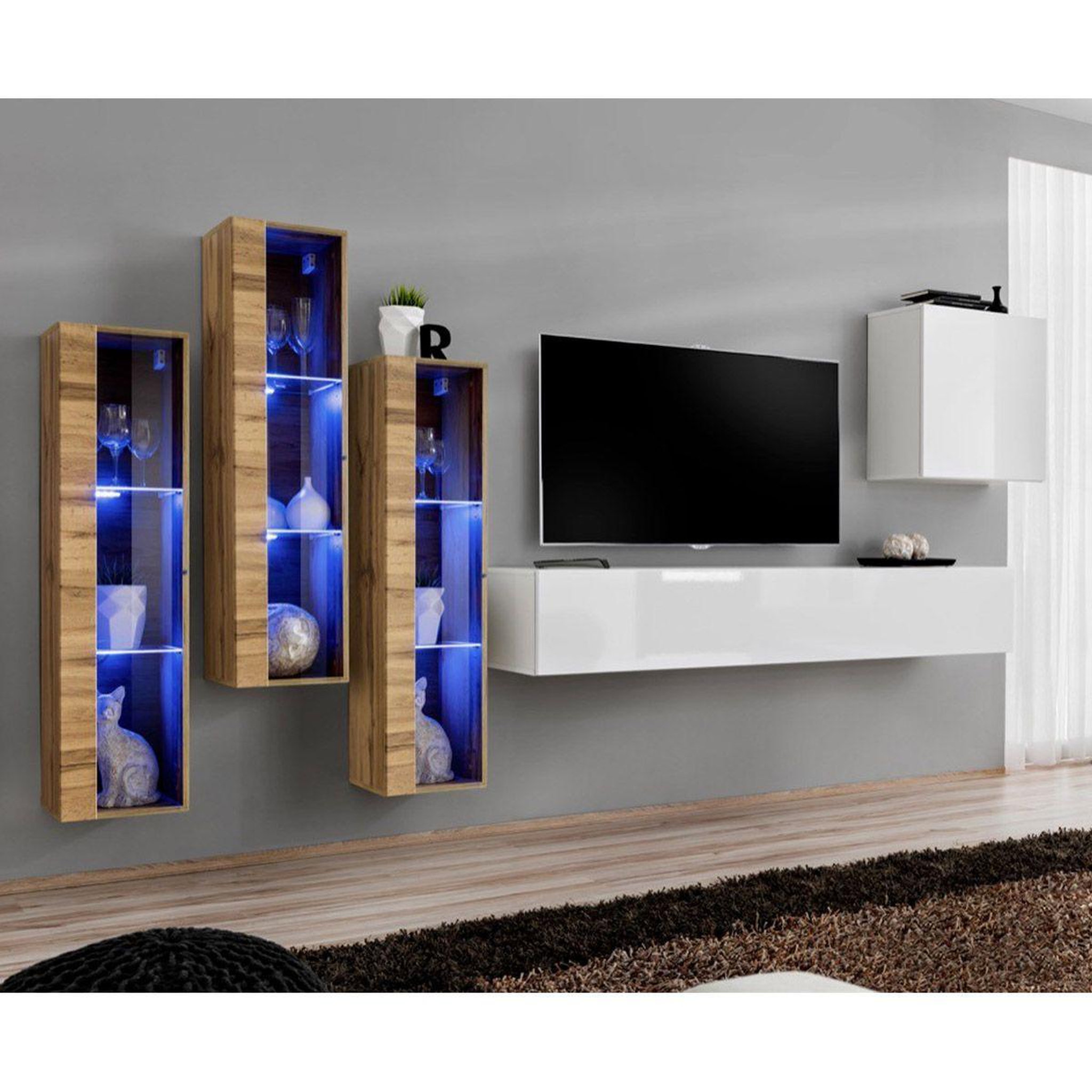 Paris Prix Meuble tv mural design  switch xiii  330cm blanc & naturel