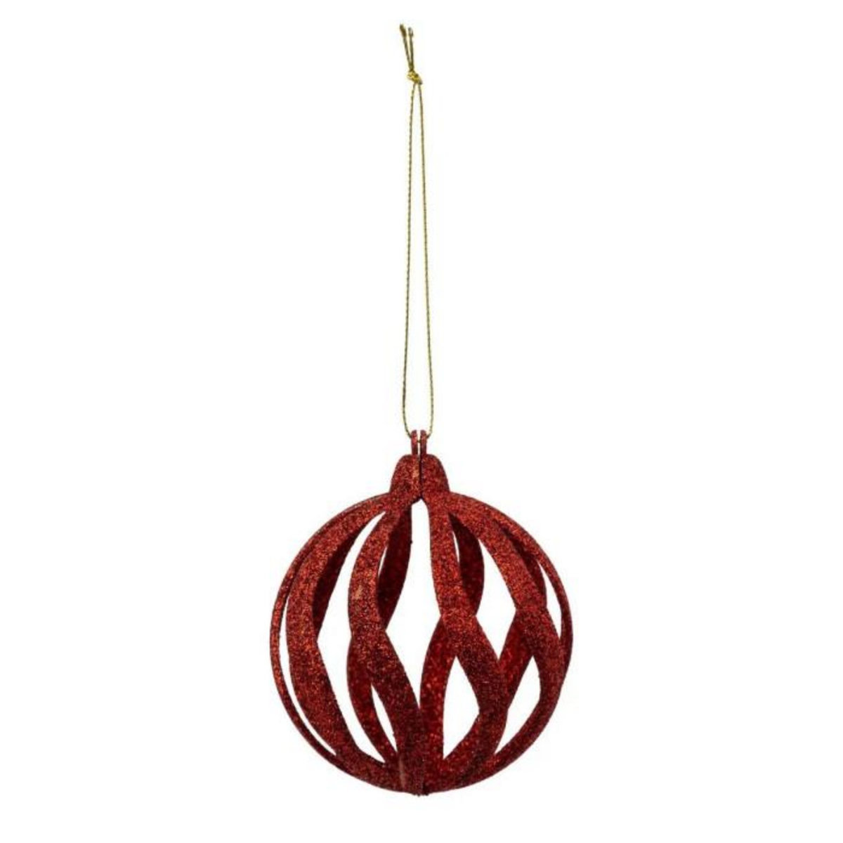 ATMOSPHERA Boule de Noël Déco  Vague  8cm Rouge